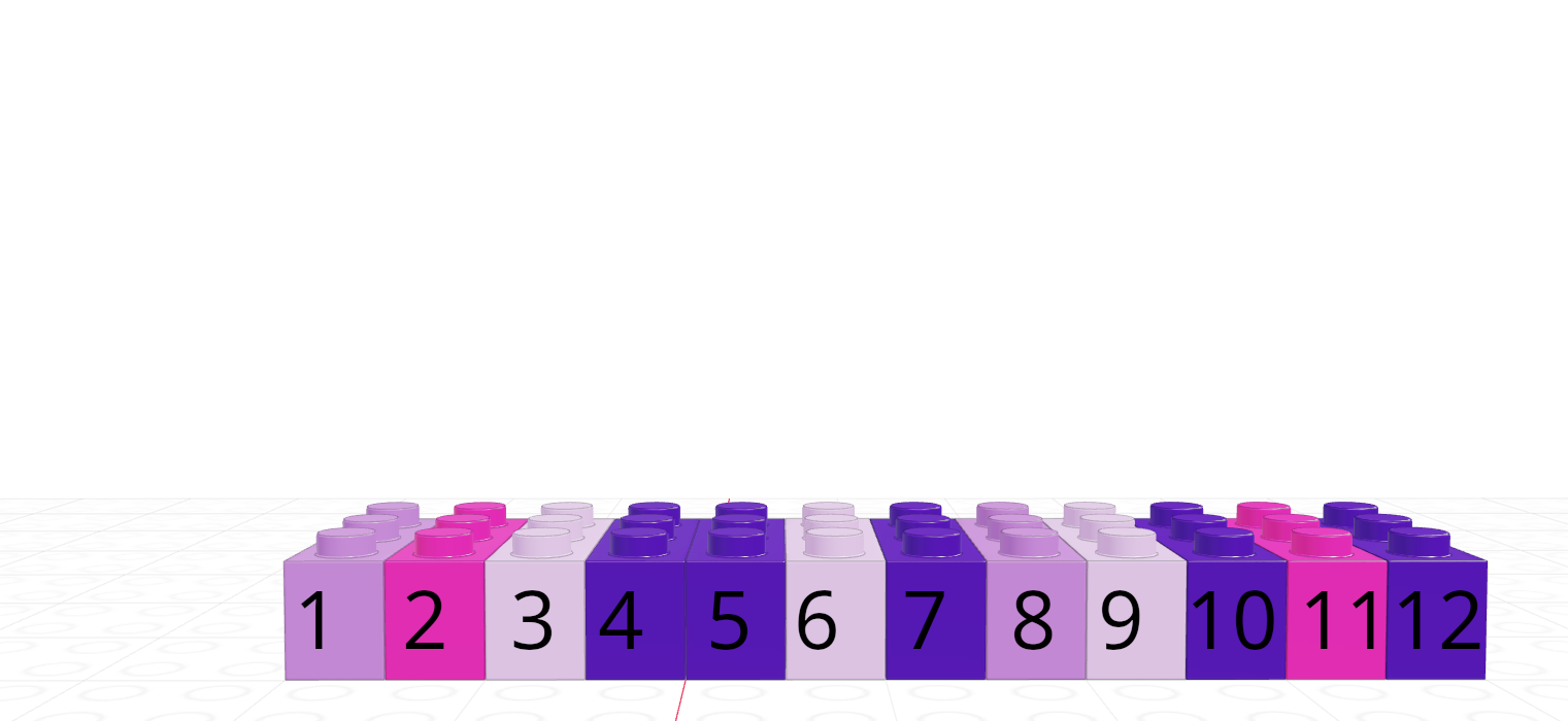 R lego vector, labeled with numbers 1-12